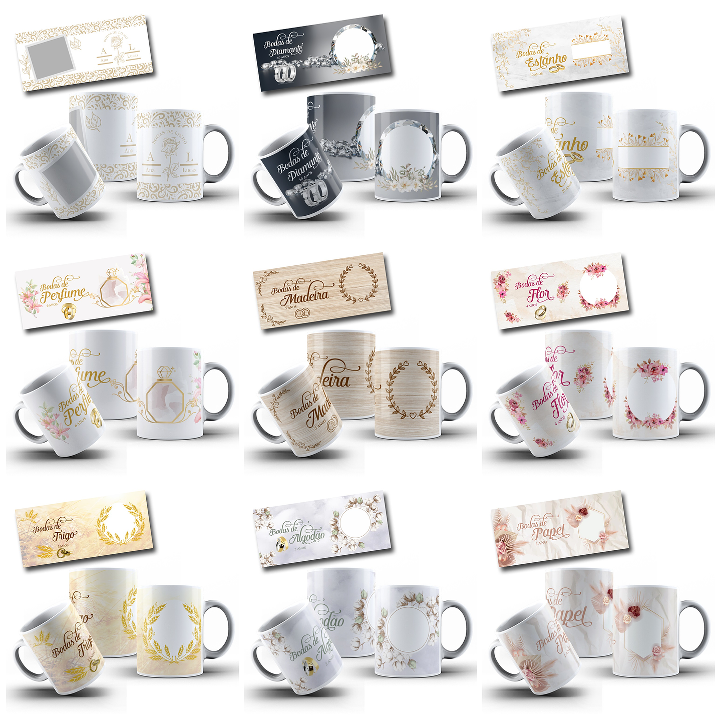 17 Artes para Canecas Bodas de Casamento Arquivo em Jpg 2