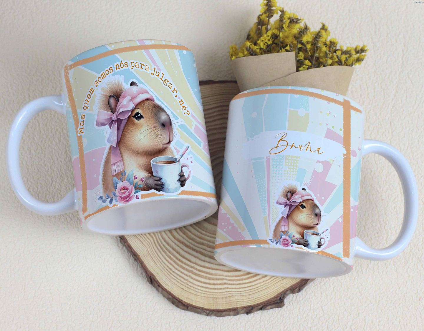 15 Artes para Canecas Capivara Fofa Arquivo Editável  6