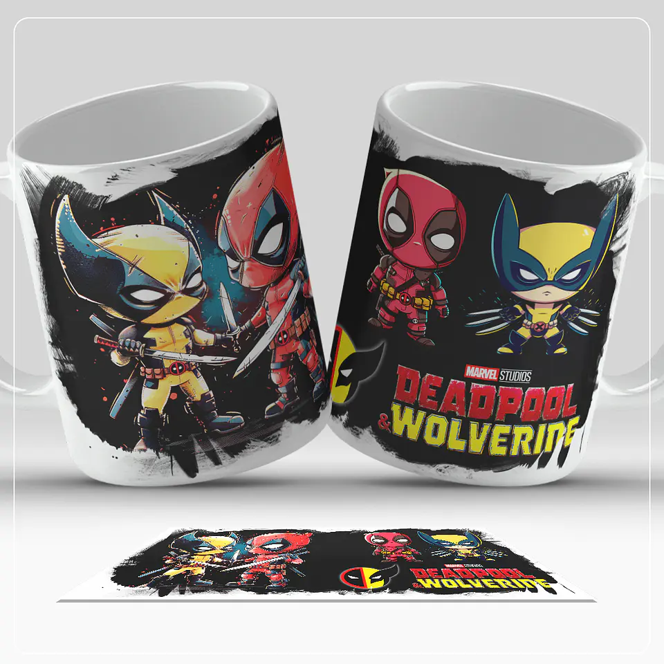 Arte Caneca Dead Pool e Wolverine Arquivo em Jpg 1