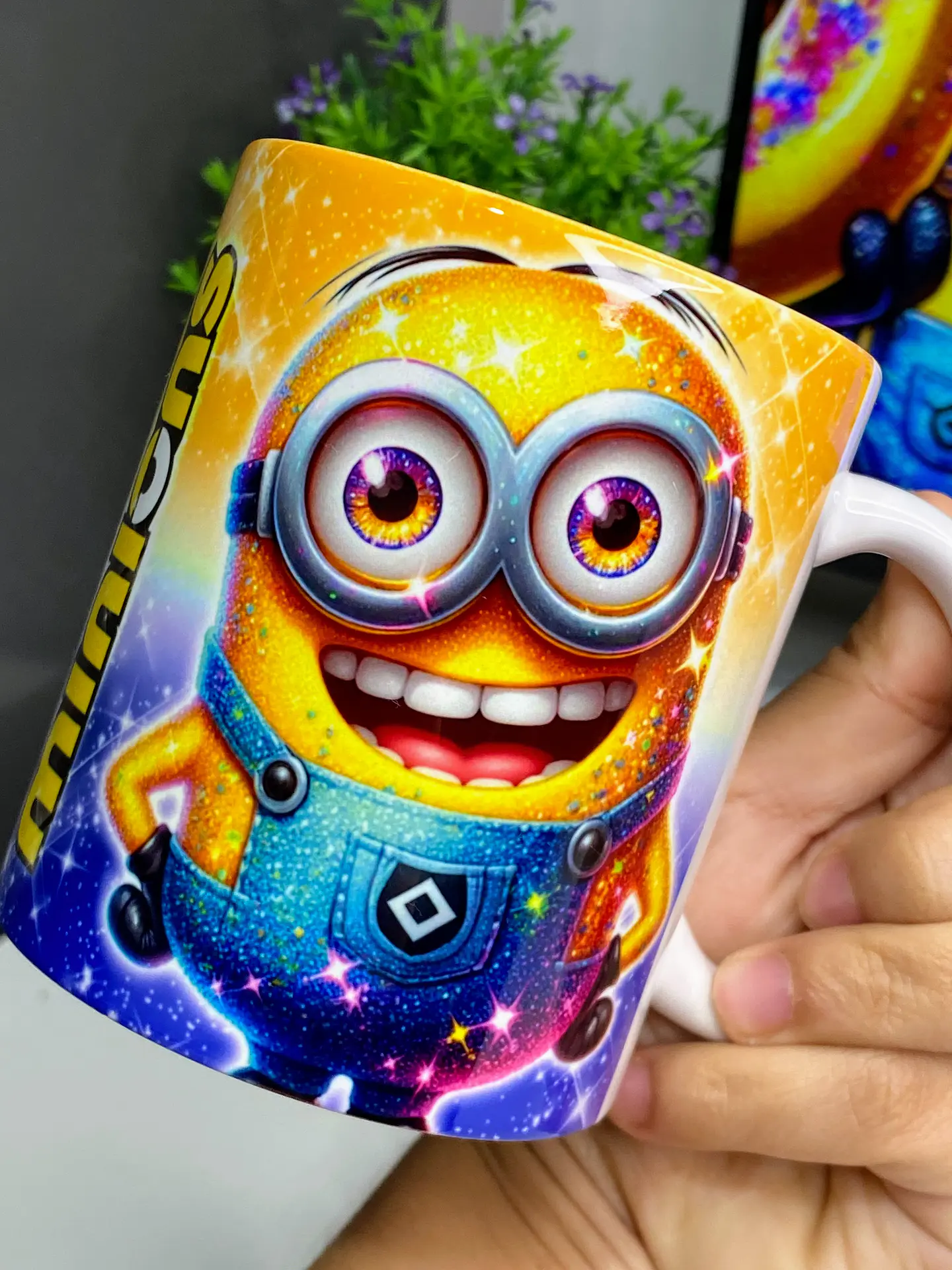Arte Caneca Minions Gliter Arquivo em Jpg  2