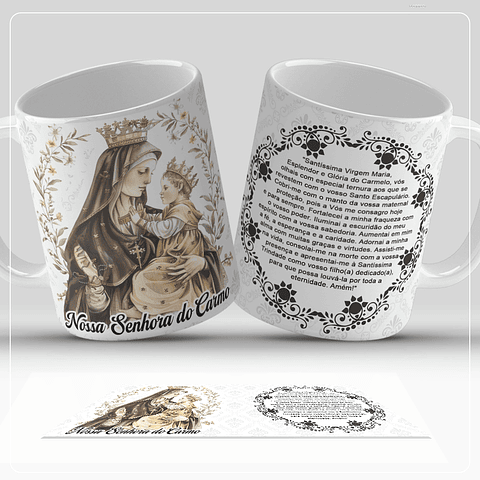 Arte Caneca Oração Nossa Senhora do Carmo Arquivo em Jpg  