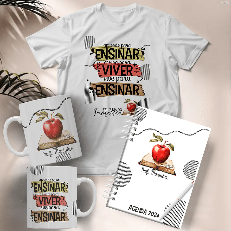 21 Artes para Caneca Capa para Agenda e Camisa Dia dos Professores Arquivo Editável 1
