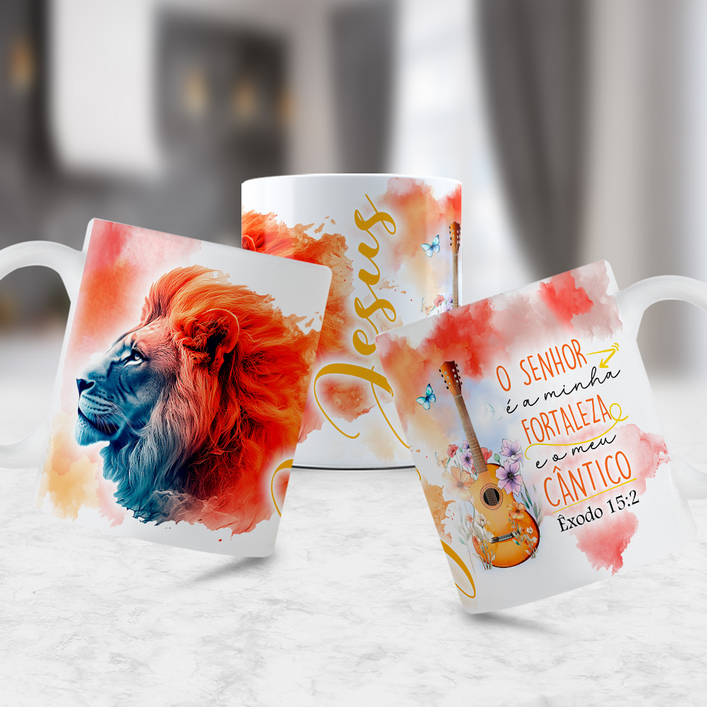 12 Artes para Caneca Jesus Leão de Judá 2.0 Arquivo Editável  3