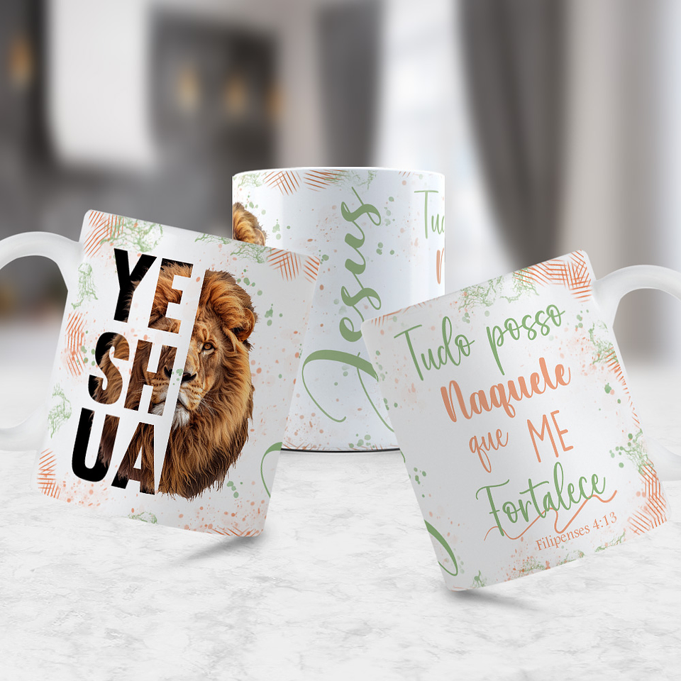 12 Artes para Caneca Jesus Leão de Judá 2.0 Arquivo Editável  5