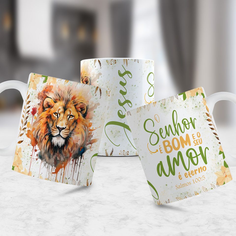 12 Artes para Caneca Jesus Leão de Judá 2.0 Arquivo Editável  6