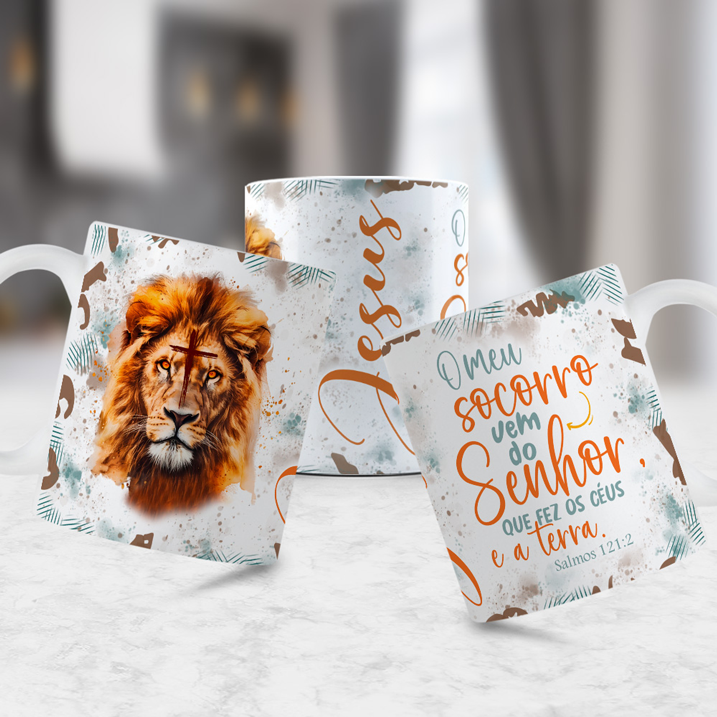 12 Artes para Caneca Jesus Leão de Judá 2.0 Arquivo Editável  8