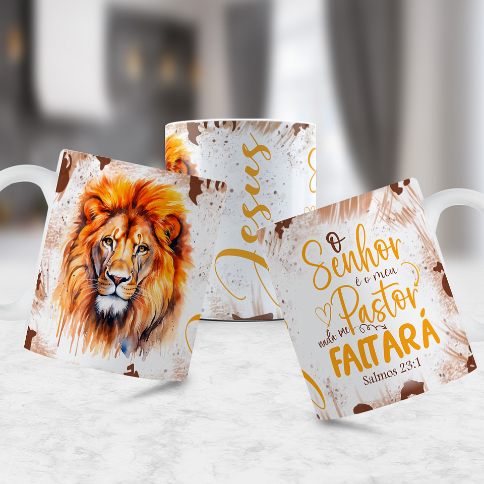 12 Artes para Caneca Jesus Leão de Judá 2.0 Arquivo Editável  9