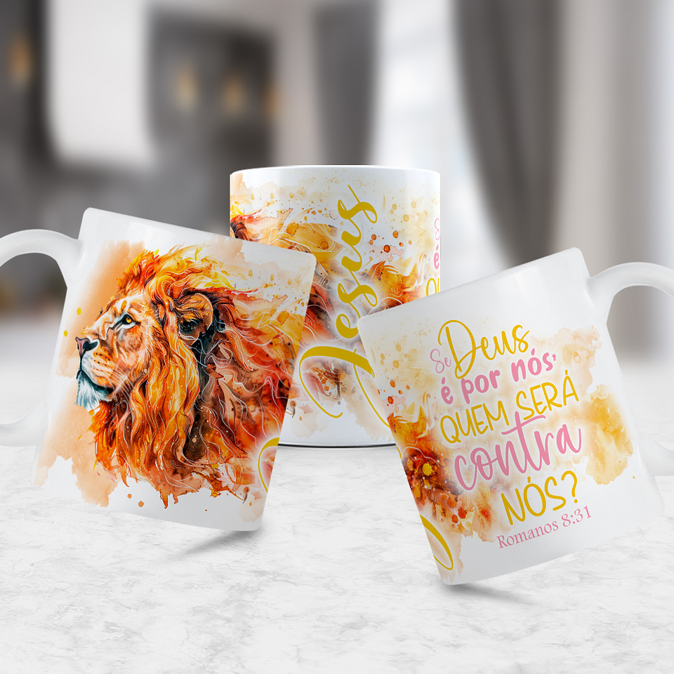 12 Artes para Caneca Jesus Leão de Judá 2.0 Arquivo Editável  12