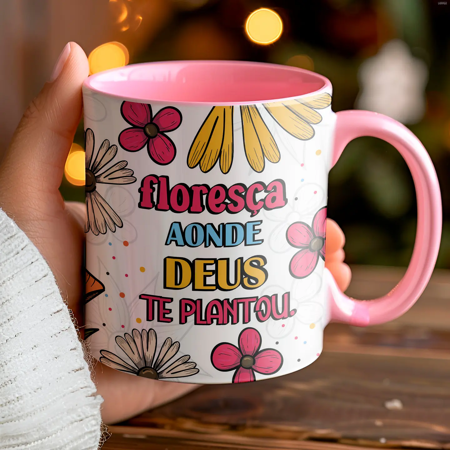 5 Artes Caneca Floresça Frases Arquivo Editável 1