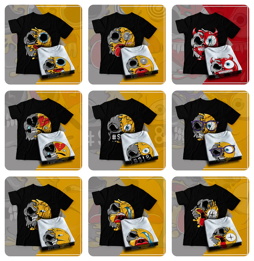 9 Artes Camisa Emojis Arquivo em Pdf 1