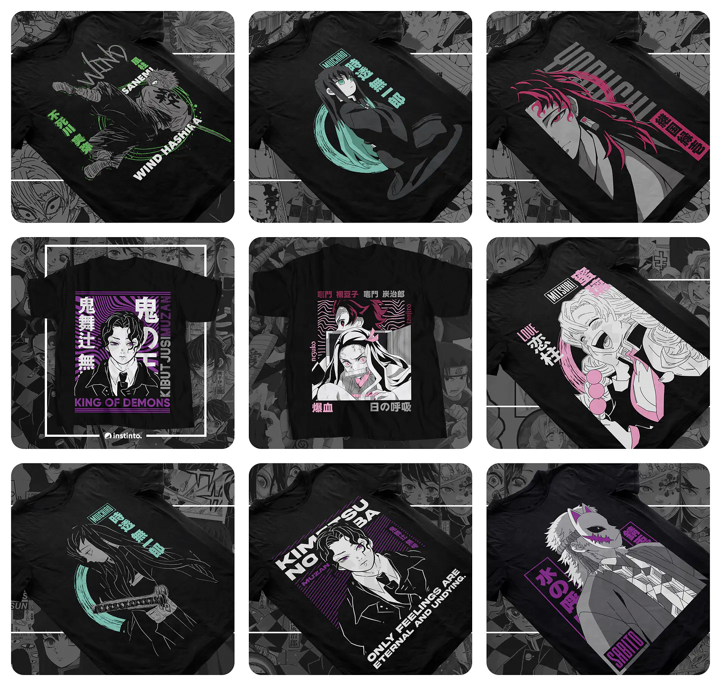 10 Artes Camisa Demon Slayer Arquivo em Eps 1