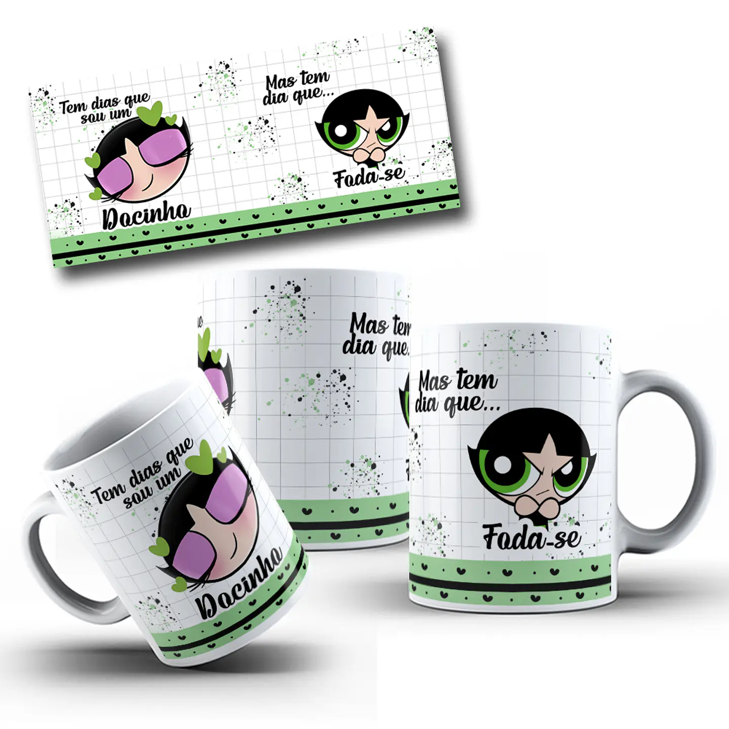 Arte Caneca Docinho Tem dias que sou um docinho, mas tem dia que foda-se Arquivo em Jpg  1