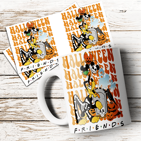 8 Artes para Canecas Halloween Disney Arquivo em Jpg