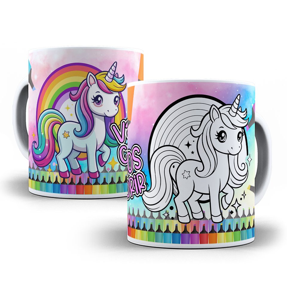 8 Artes para Canecas Unicornio para Colorir Arquivo em Jpg  2