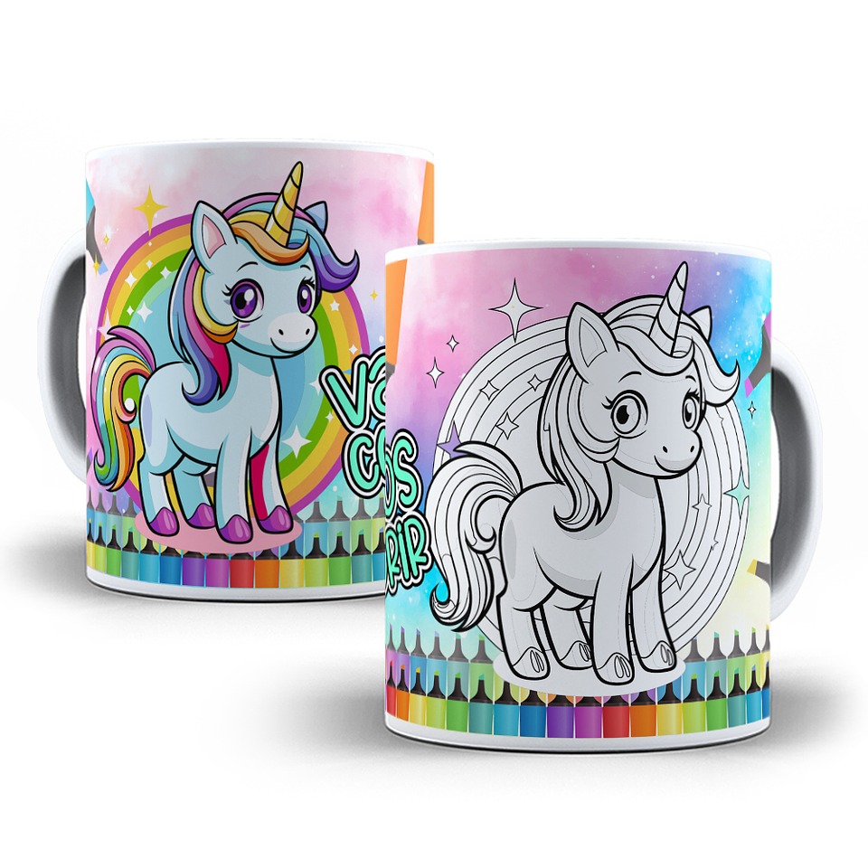 8 Artes para Canecas Unicornio para Colorir Arquivo em Jpg  3