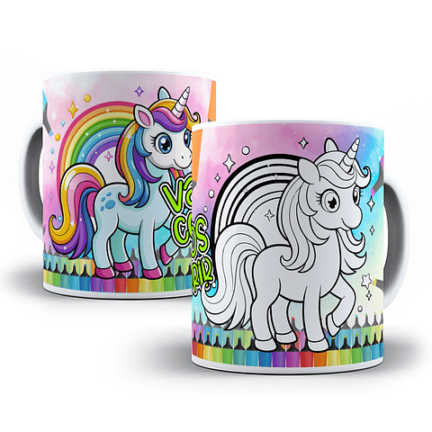 8 Artes para Canecas Unicornio para Colorir Arquivo em Jpg 