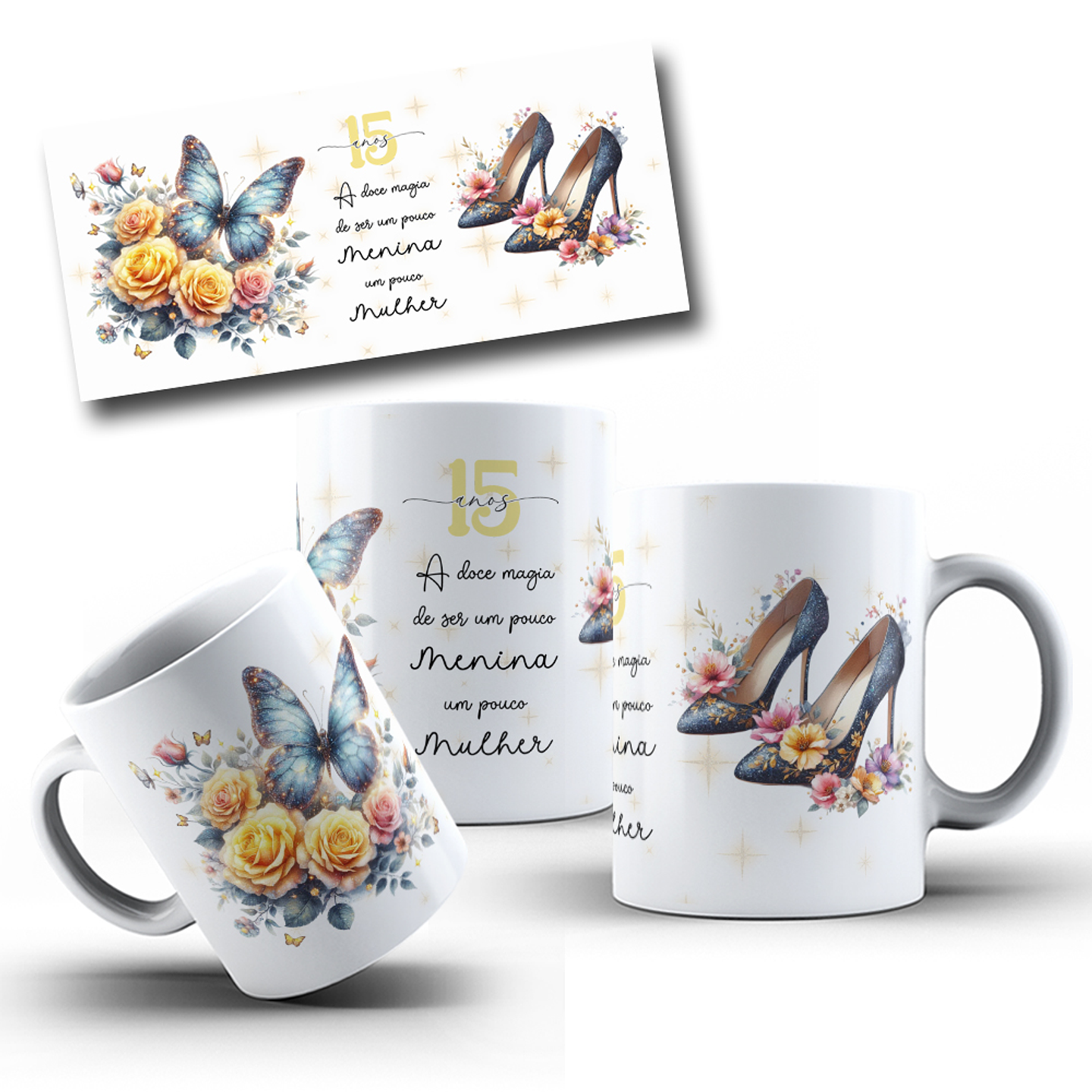 16 Artes para Canecas Aniversário 15 anos Arquivo Editável 1