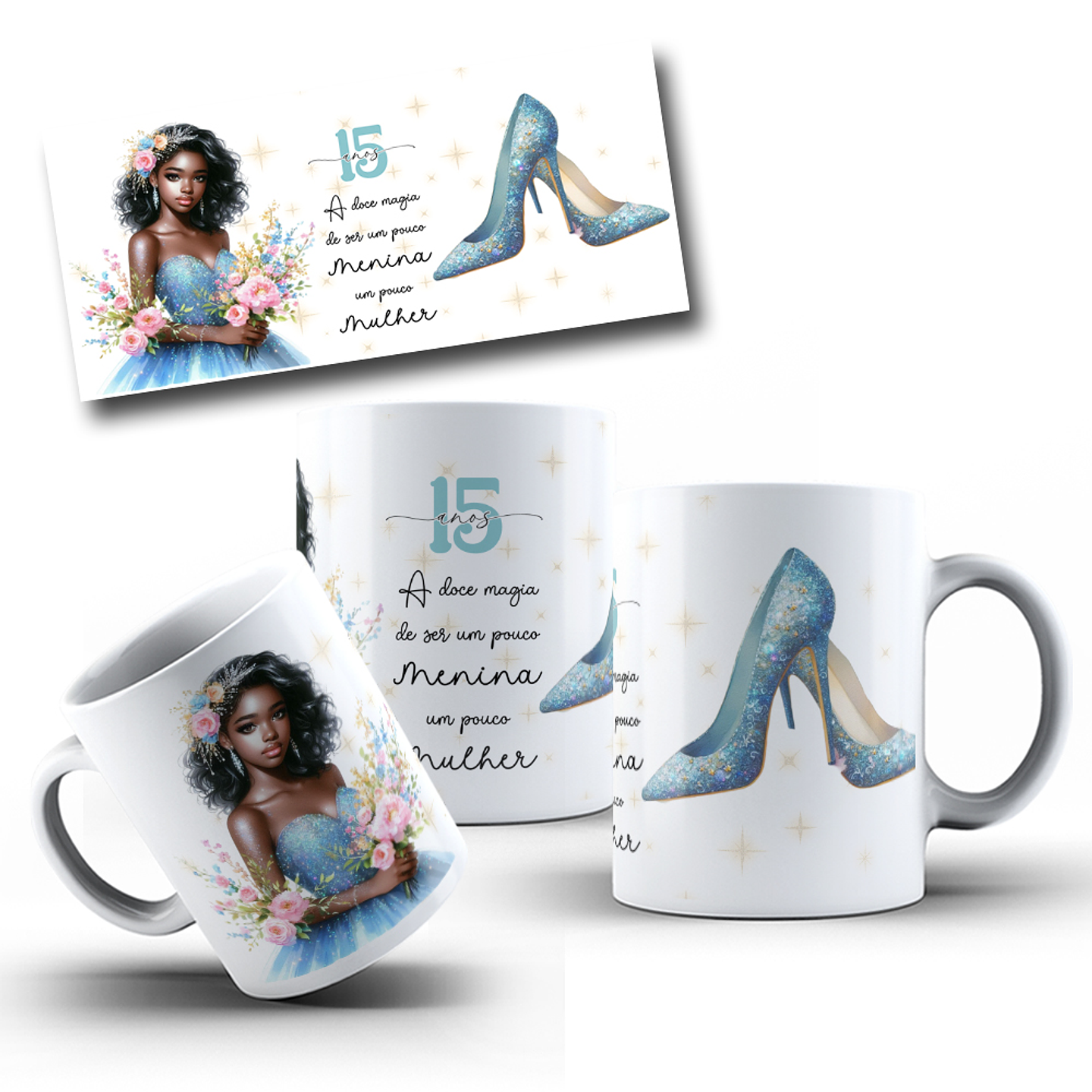 16 Artes para Canecas Aniversário 15 anos Arquivo Editável 3