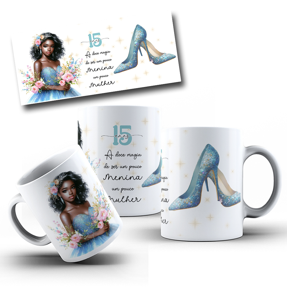 16 Artes para Canecas Aniversário 15 anos Arquivo Editável 3