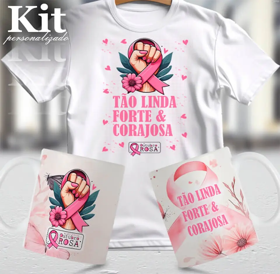 22 Artes para Canecas e Camisa Outubro Rosa Arquivo Editável 1