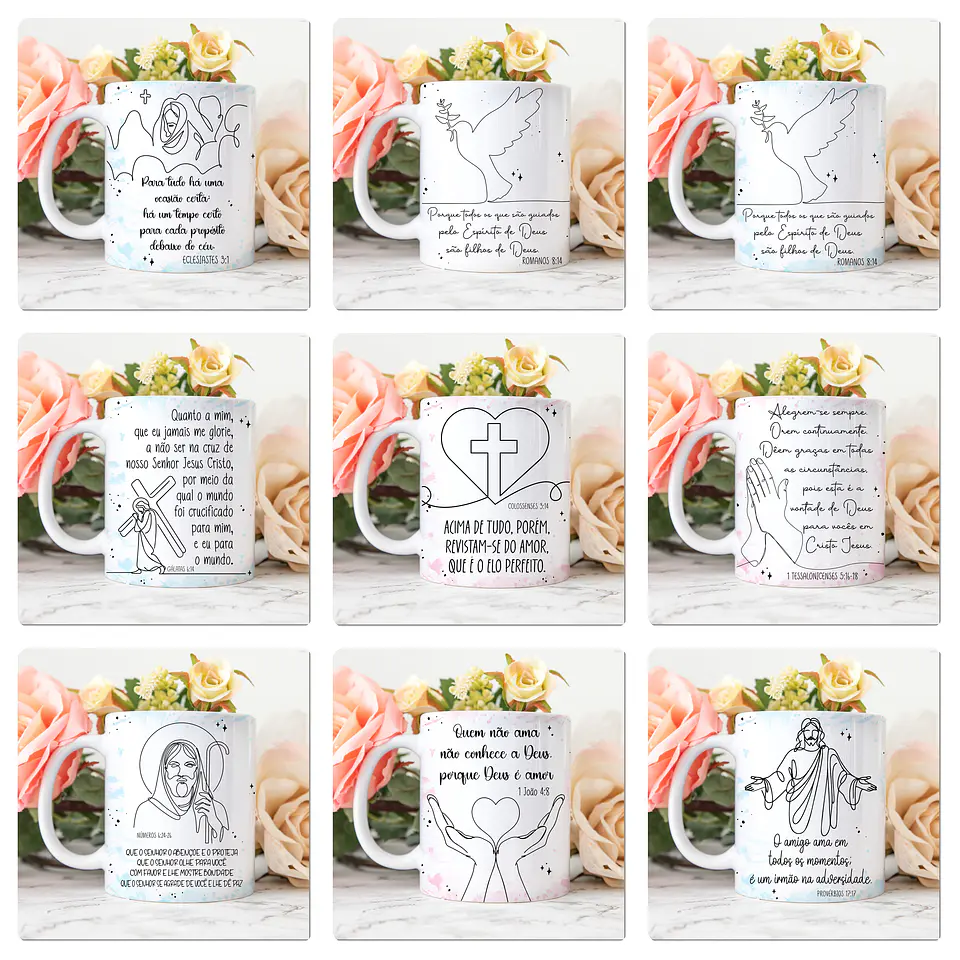 25 Artes para Canecas Biblicas em Linhas Arquivo Jpg 1