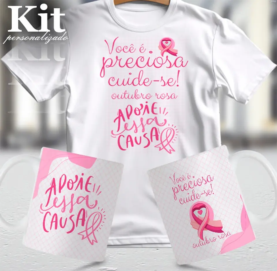 22 Artes para Canecas e Camisa Outubro Rosa Arquivo Editável 3