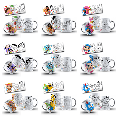 26 Artes para Canecas Dia das Crianças Personagens para Pintar Arquivo Jpg 