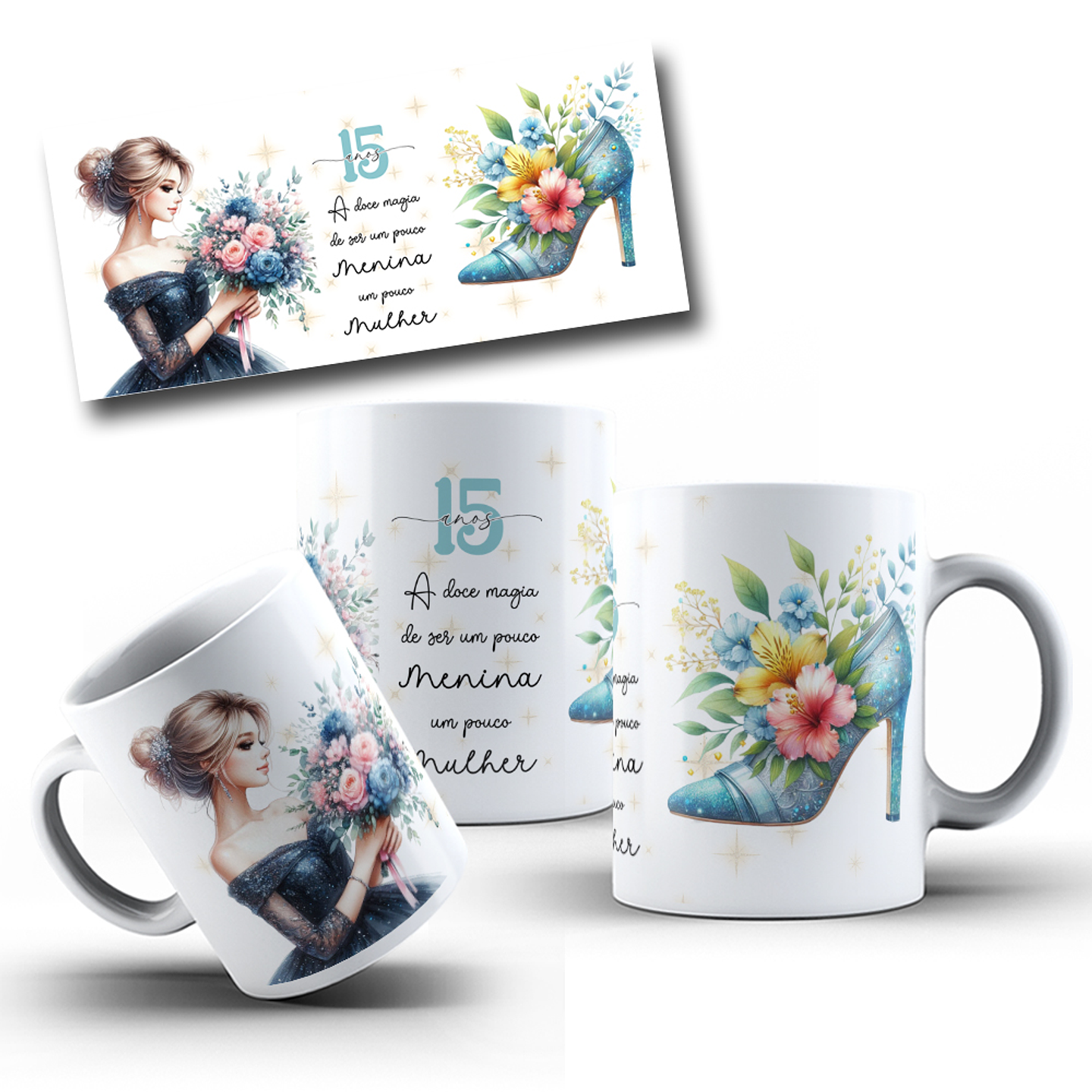 16 Artes para Canecas Aniversário 15 anos Arquivo Editável 7