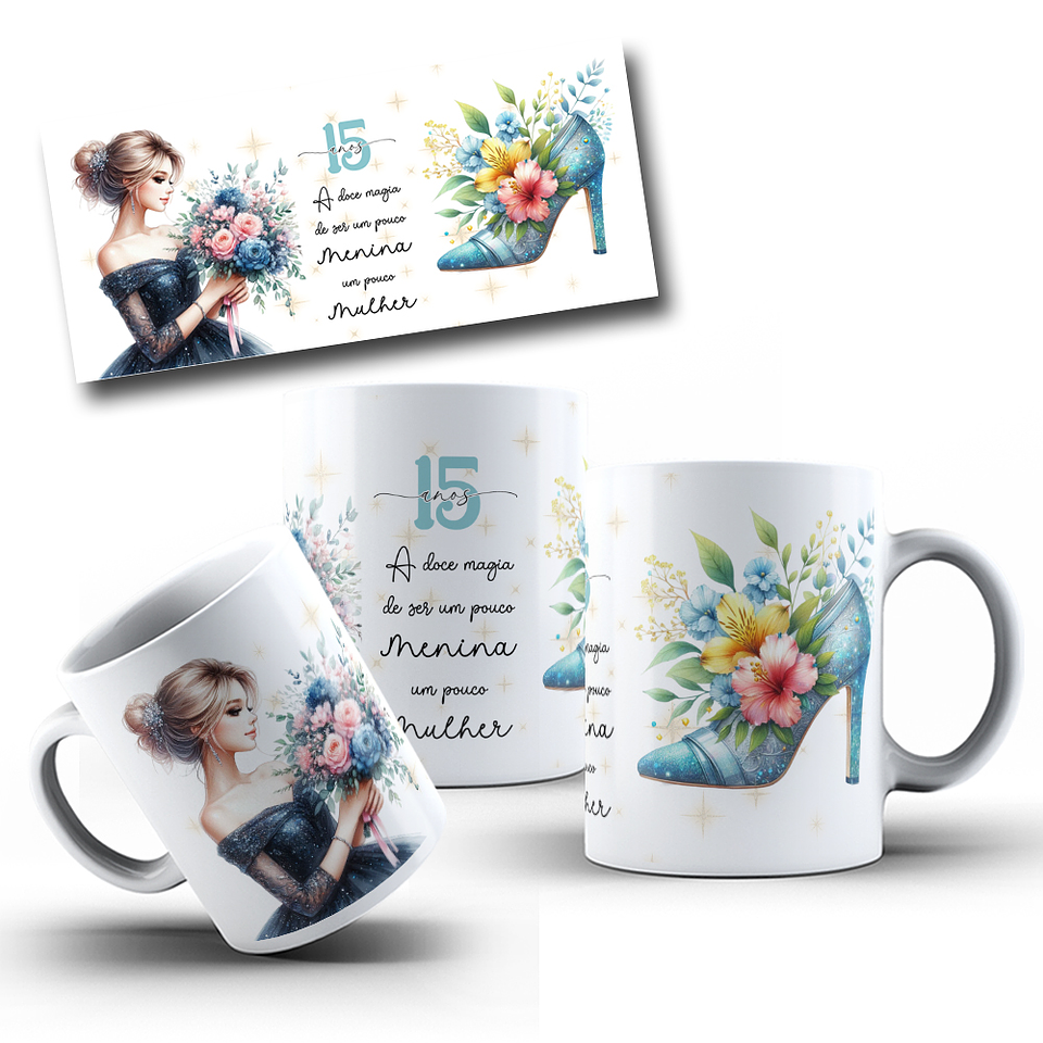 16 Artes para Canecas Aniversário 15 anos Arquivo Editável 7