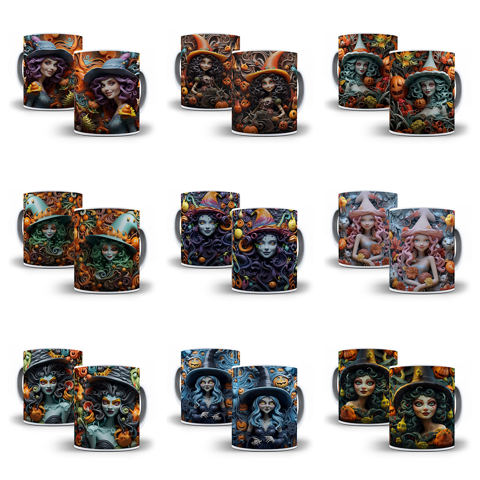 28 Artes para Canecas Bruxinhas 3d Arquivo Jpg   1