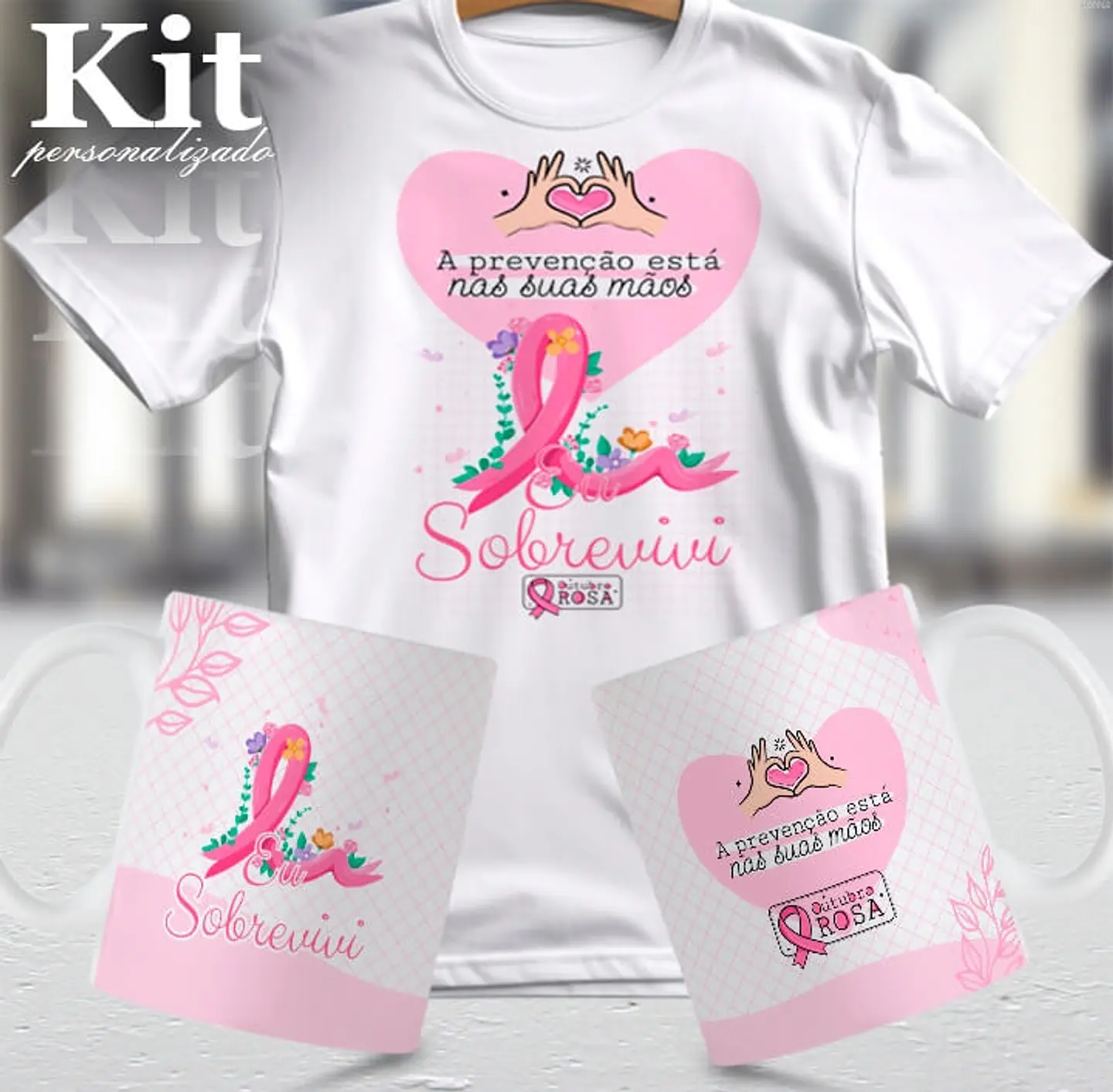 22 Artes para Canecas e Camisa Outubro Rosa Arquivo Editável 7