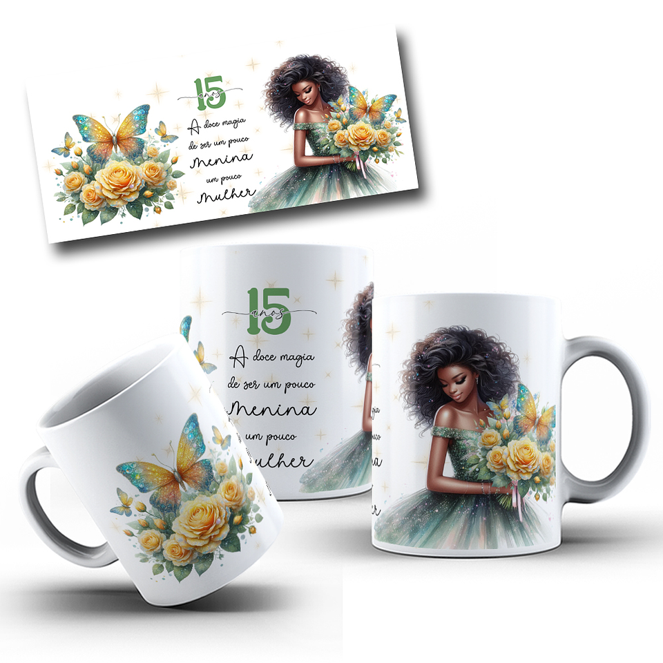 16 Artes para Canecas Aniversário 15 anos Arquivo Editável 8