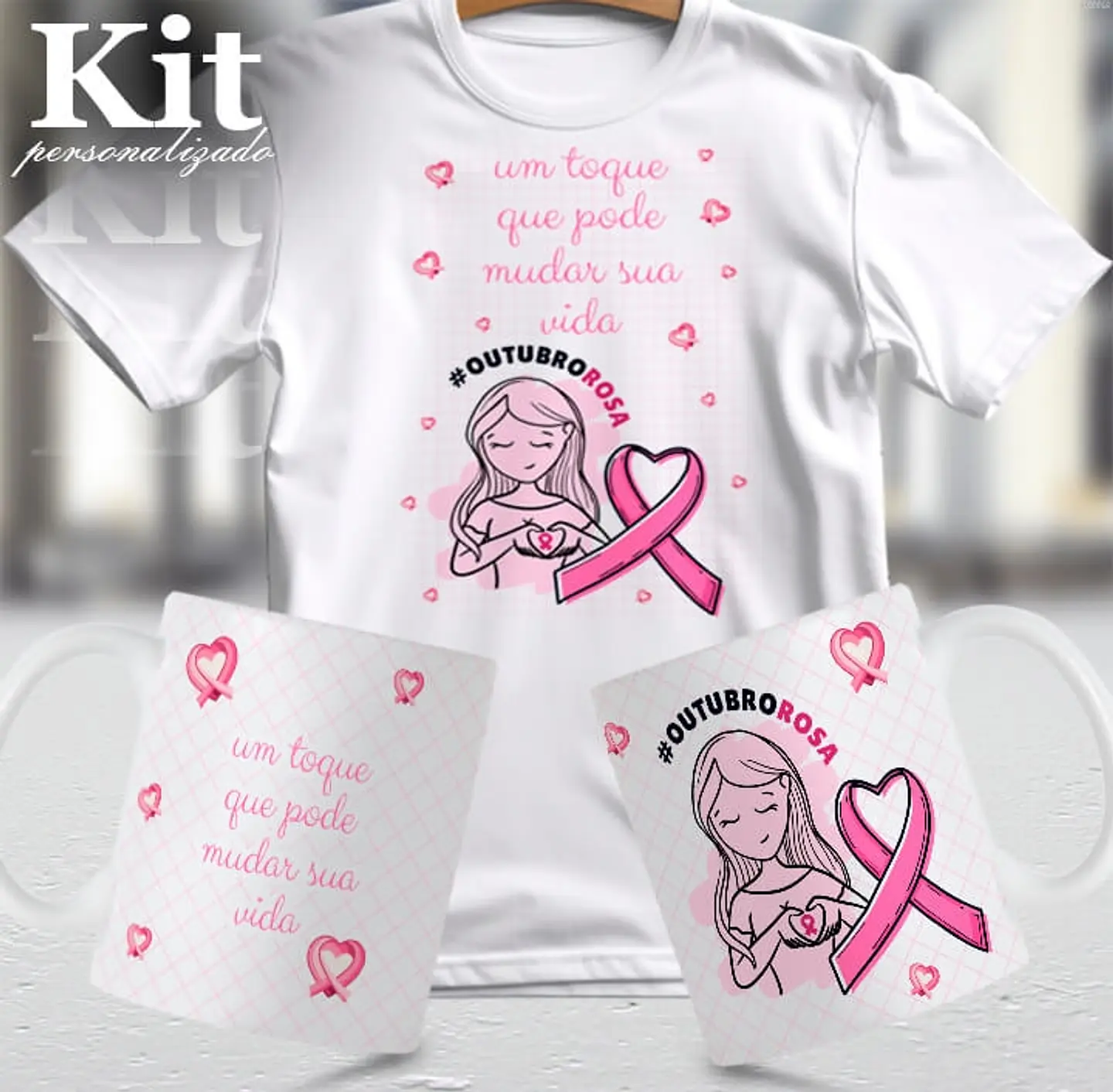 22 Artes para Canecas e Camisa Outubro Rosa Arquivo Editável 8