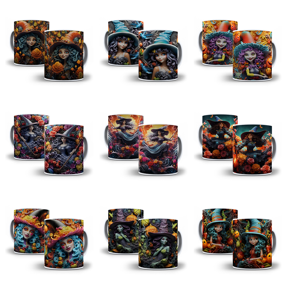 28 Artes para Canecas Bruxinhas 3d Arquivo Jpg   2