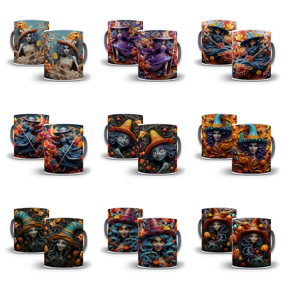 28 Artes para Canecas Bruxinhas 3d Arquivo Jpg   3