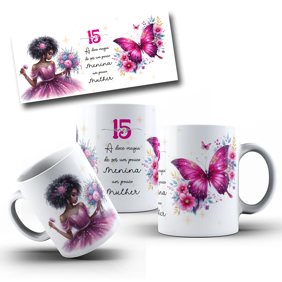 16 Artes para Canecas Aniversário 15 anos Arquivo Editável 9