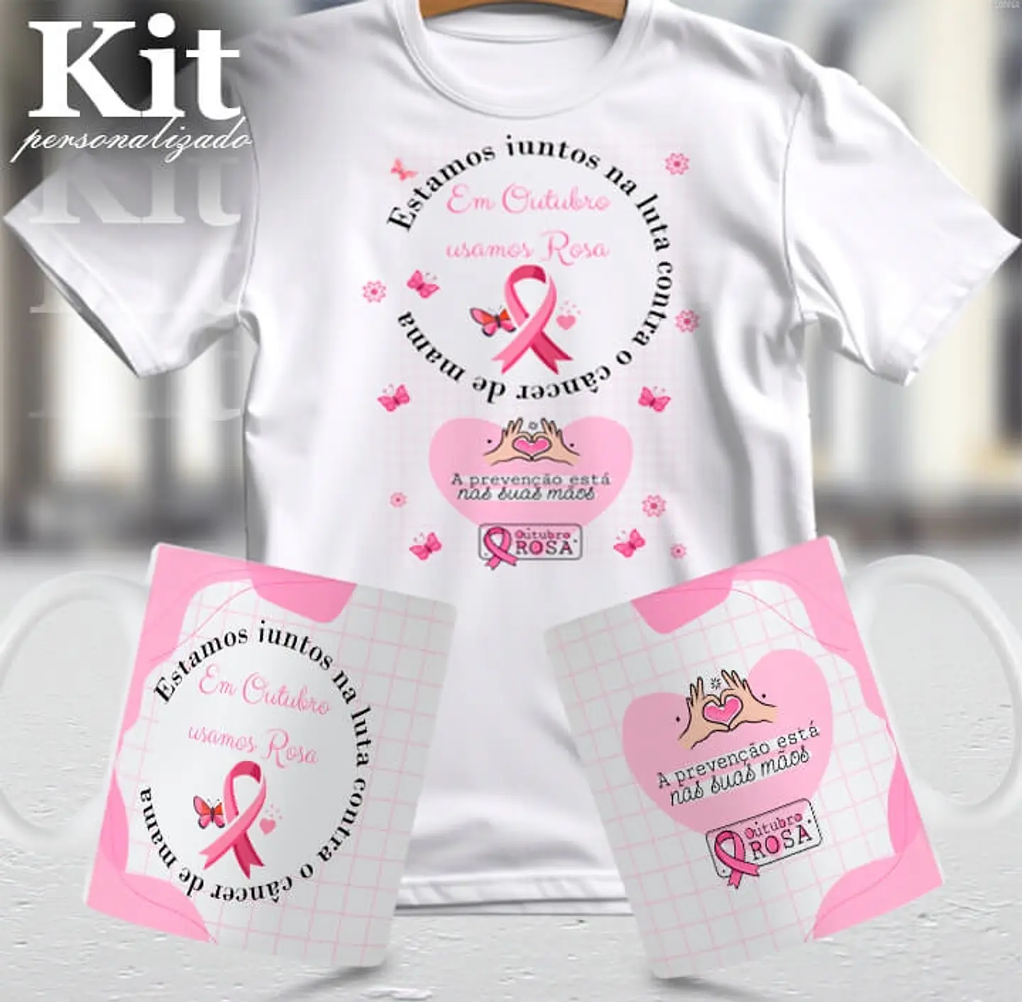 22 Artes para Canecas e Camisa Outubro Rosa Arquivo Editável 11