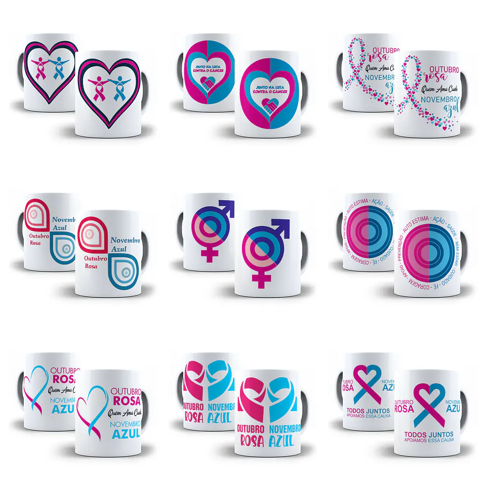 30 Artes para Canecas Outubro Rosa Arquivo Png  3