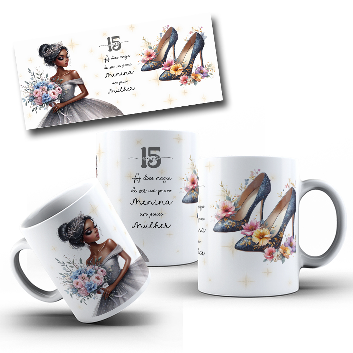 16 Artes para Canecas Aniversário 15 anos Arquivo Editável 12