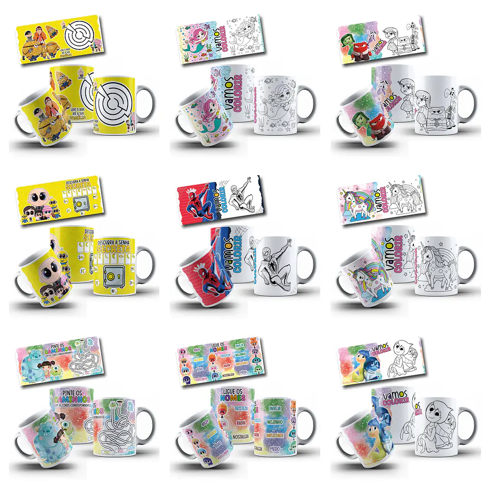 34 Artes para Caneca Dia das Crianças Para Colorir Personagens Arquivo Png  4