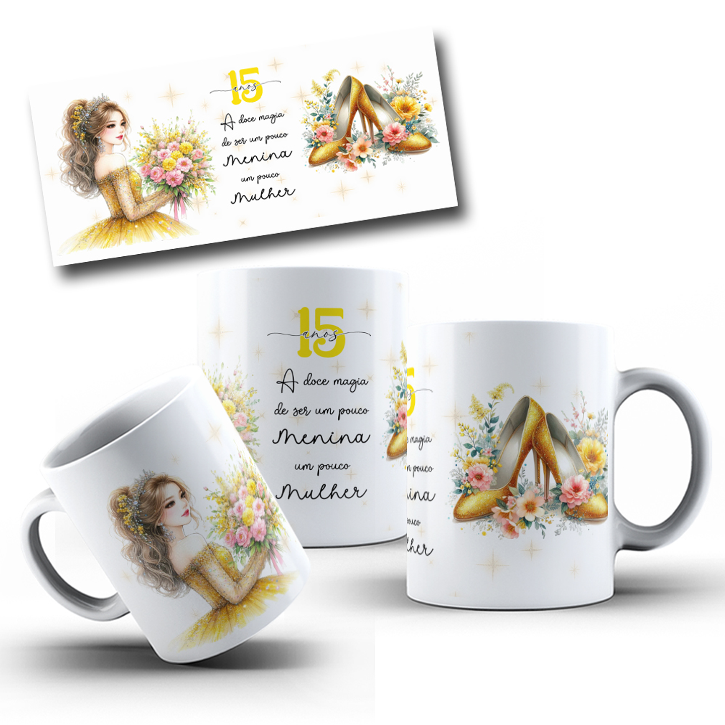 16 Artes para Canecas Aniversário 15 anos Arquivo Editável 14
