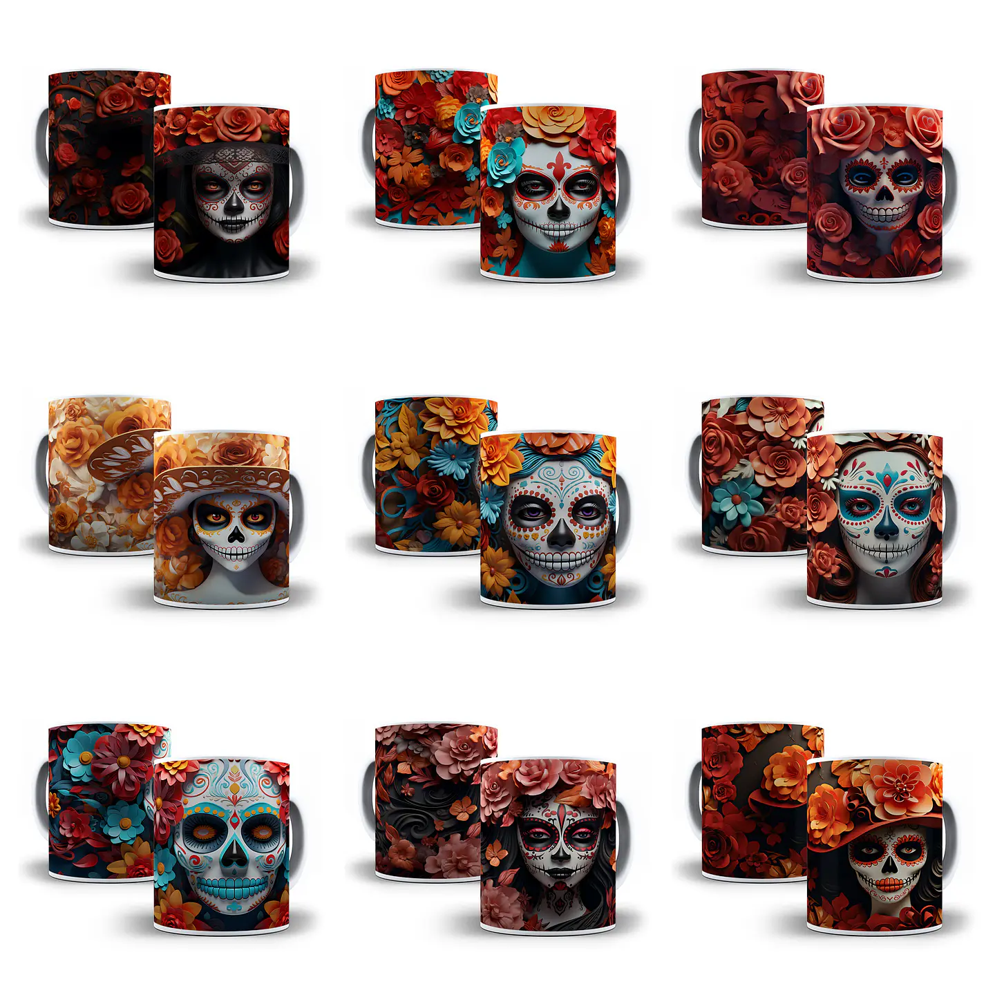36 Artes para Caneca Dia dos Mortos Halloween 3d Arquivo Png   4