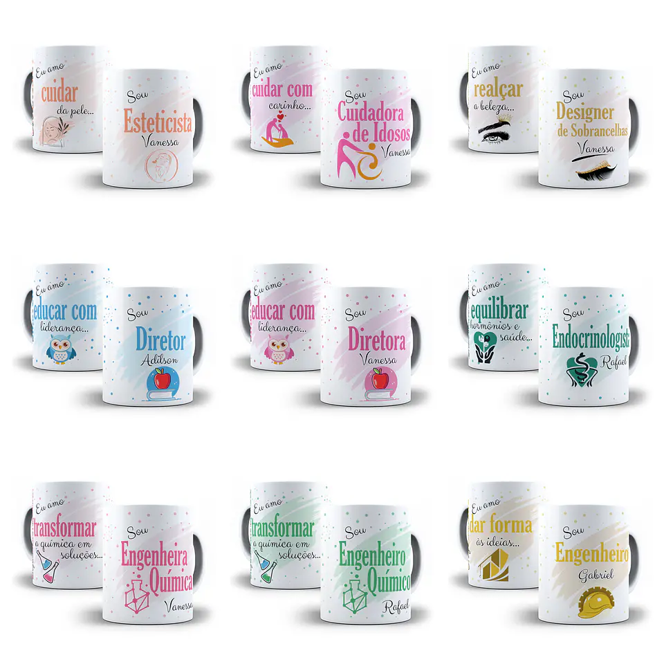 67 Artes para Caneca Profissões Arquivo Editável 3
