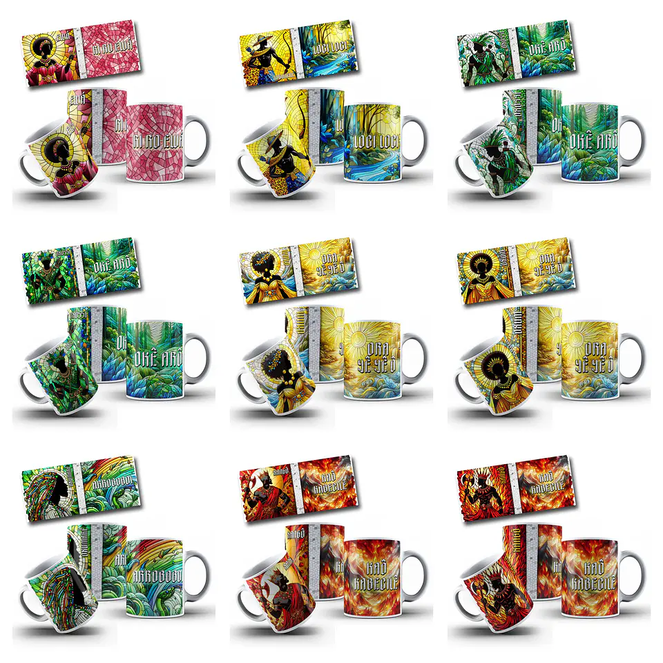 78 Artes para Caneca e Azulejo Orixás Vitral Arquivo em Jpg 2