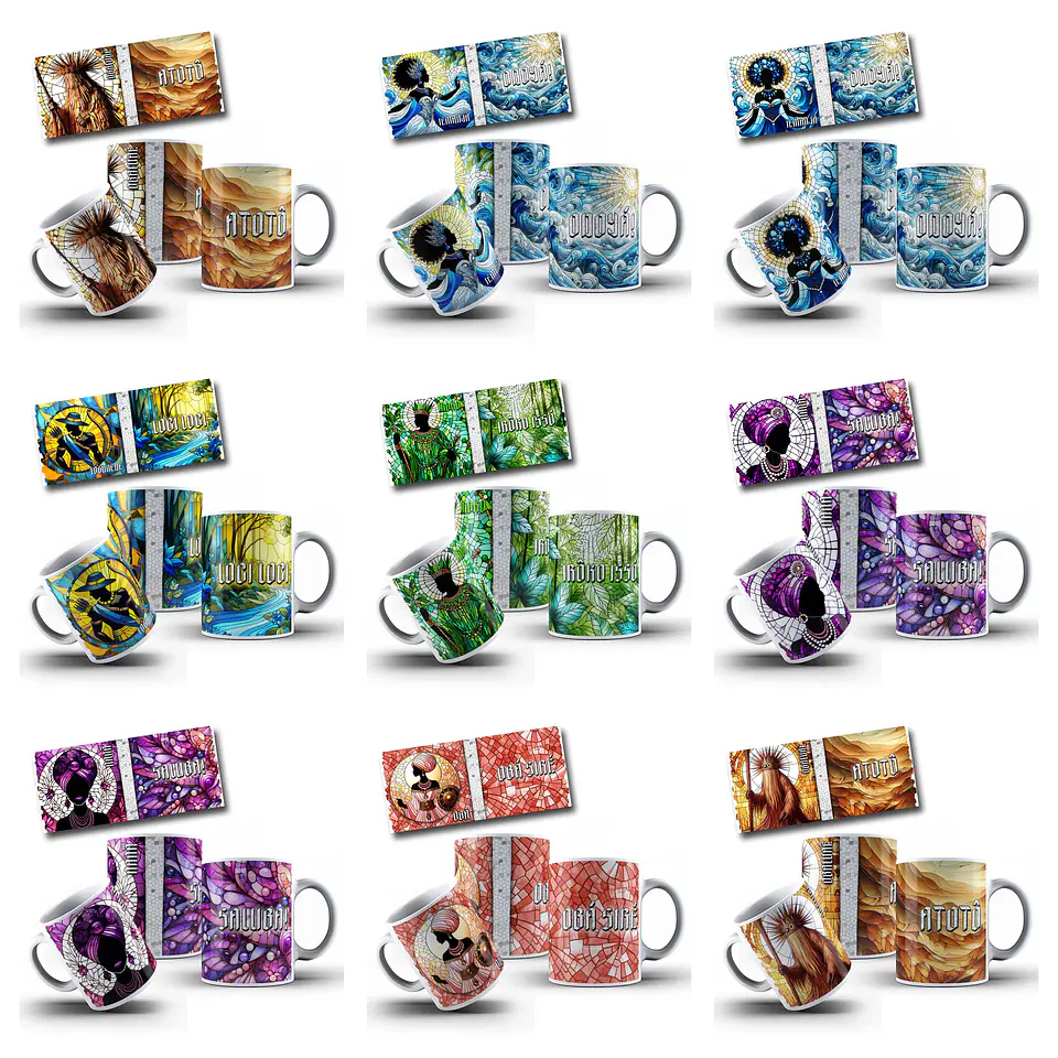 78 Artes para Caneca e Azulejo Orixás Vitral Arquivo em Jpg 3