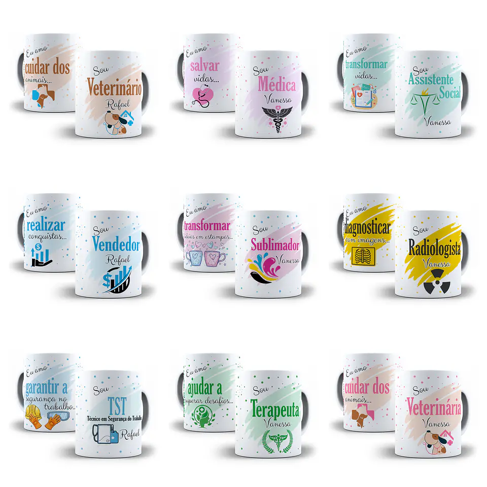 67 Artes para Caneca Profissões Arquivo Editável 6