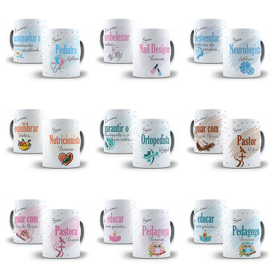 67 Artes para Caneca Profissões Arquivo Editável 7