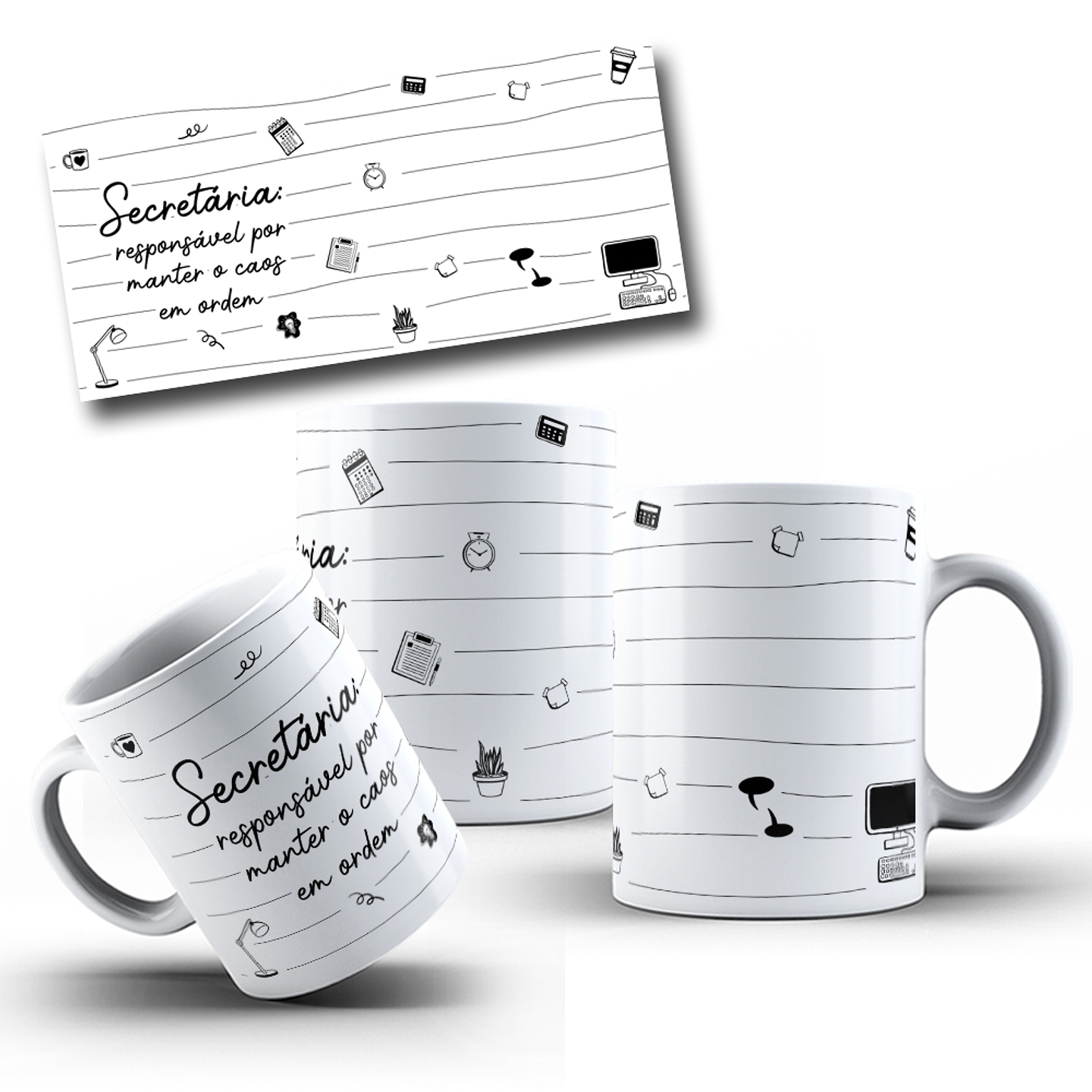 4 Artes para Caneca Secretária Arquivo em Jpg  1