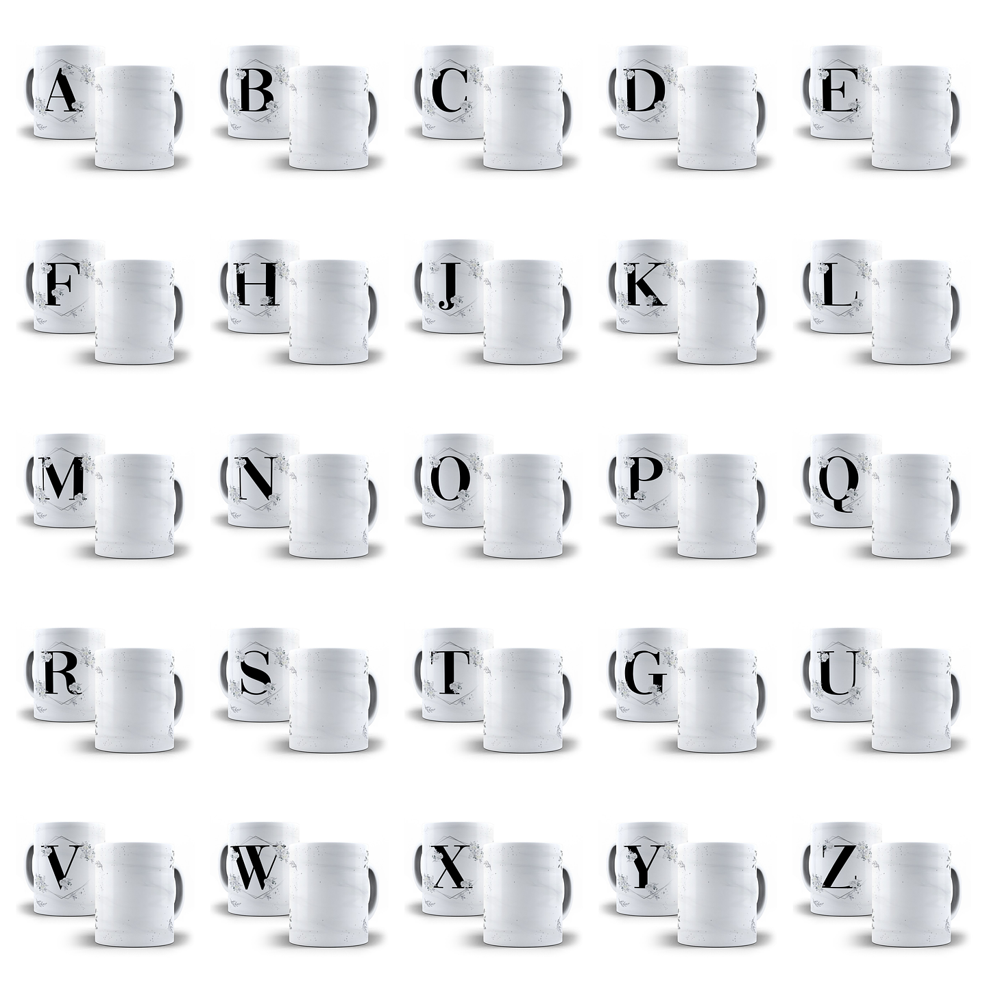 26 Artes para Caneca Alfabeto Prata Arquivo em Jpg 1