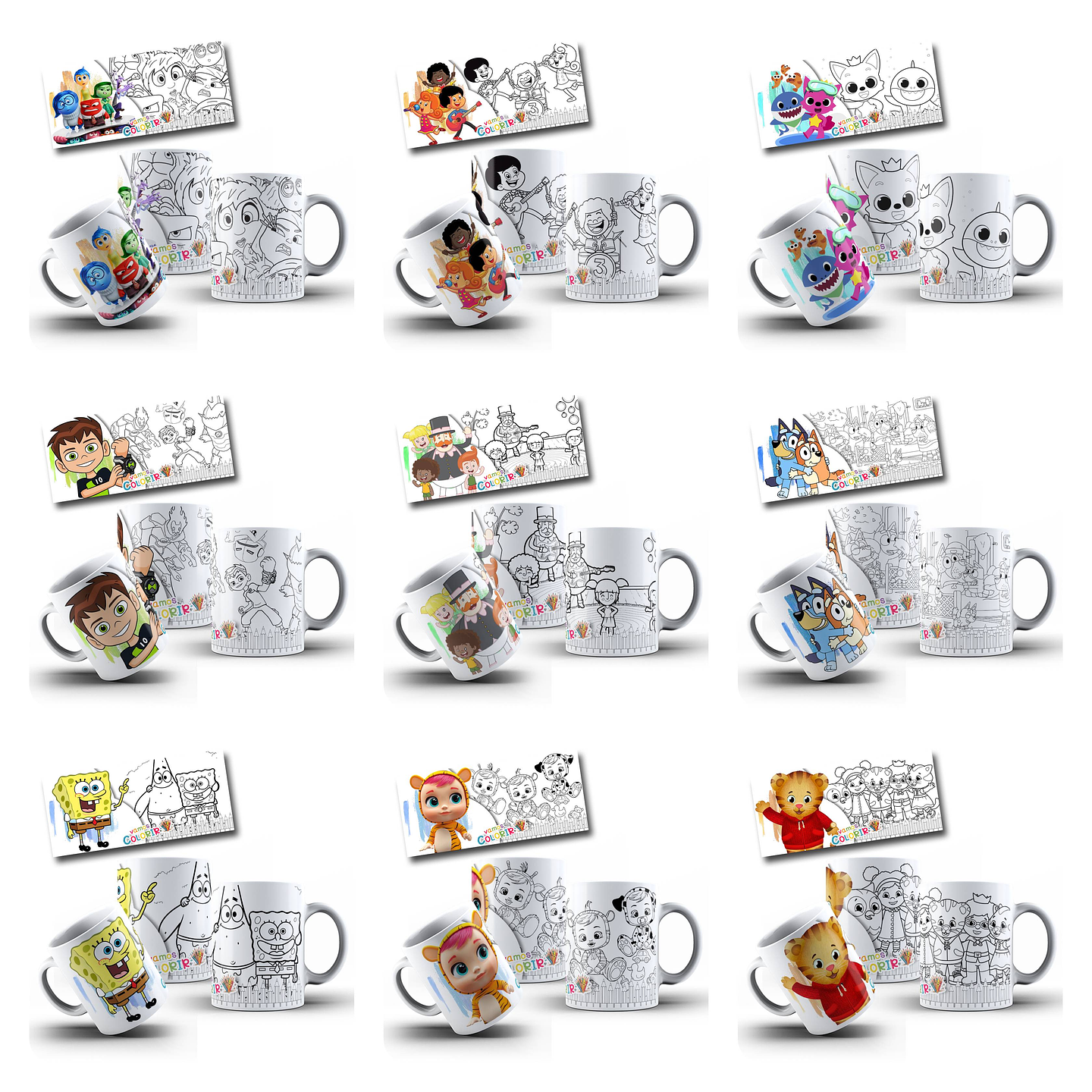 26 Artes para Caneca Personagens para Pintar Arquivo em Jpg  1